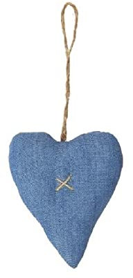 ukiyo Stoff Deko-Herz 10 cm zum Hängen Diverse Ausführungen Weihnachtsdeko Geschenk Weihnachtsschmuck, Farbe:Jeans