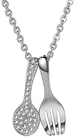 Vipomkowa Pearl Necklace with Heart Necklace Spoon Light Clavicle Chain Small And Fork Diamond Niches Luxury Necklaces & Pendants Heart Necklaces for Women Valentines Day