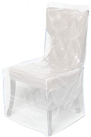 FIYSON Clear Plastic Chair Covers,Waterproof Dining Chair Covers Protector for No Dust/Spill/Pet Hair/Pet Claws, Plastic Removable Washable Dining Chair Protector Dust Cover Protection Storage Bags