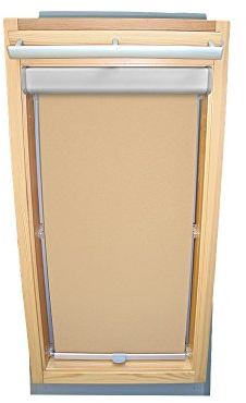 Sichtschutz-Rollo für VELUX Dachfenster für TYP GGL/GPL/GGU/GPU - SK06 - Farbe beige-karamell - mit BLENDE und Haltekrallen - KLICK Montage