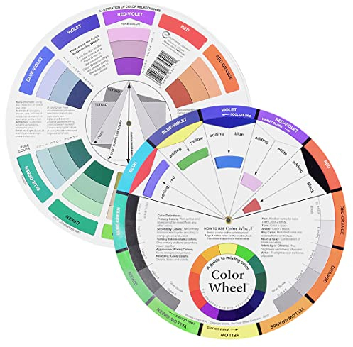 REQAG 2 Stück Color Wheel Farbmischrad Farbrad Farbkreis Drehscheibe Pocket Colour Wheel für Malen, Design und Makeup
