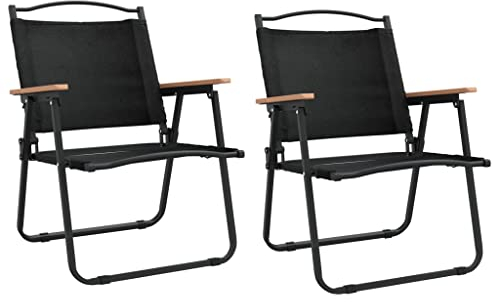 vidaXL 2X Campingstuhl Klappstuhl Faltstuhl Angelstuhl Regiestuhl Picknickstuhl Strandstuhl Campingsessel Schwarz 54x55x78cm Oxford-Gewebe