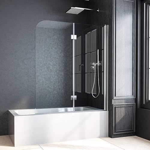 Duschwand für Badewanne 120x140 cm faltbar 2 teilig 6mm NANO ESG Glas Badewannenaufsatz