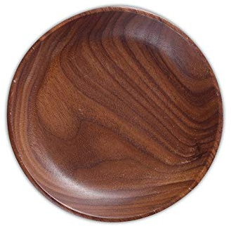 AVFORA Piatti piani in vetro trasparente Piatto piano, piatto rotondo in legno massello di noce Piatti for frutta Piattino Vassoio da tè Cena da dessert Pane Piatto in legno Vassoi for alimenti