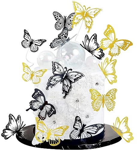 VIKY® Schmetterlinge Tortendeko Geburtstag Mädchen, 18 Stück Schmetterlinge Deko Torte, Torten Deko, Glitzer Cake Topper, Schmetterling Deko Geburtstag Kuchendeko für Geburtstag Party Hochzeit