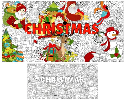 Riesige Mandala-Malposter für Kinder und Erwachsene, Frohe Weihnachten, DIY, Zeichnen, Malen, Tischdecke, Mandala, Weihnachten, Malposter, Urlaub, blanko, Banner für Zuhause, Wanddekoration, Zeichnen,
