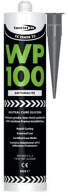 WP100 Silicone Sealant Seal Rapid Coloured Cure Mastic External Door Windows EU4 Bath Shower Basin Window Frames Quick Drying (Anthracite) (Anthracite)