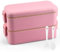 Daelesr Lunchbox 800ml, Bento Box mit 2 Fächern, Brotdose Erwachsene für Adults Kinder, Lunch Boxen (Rosa)
