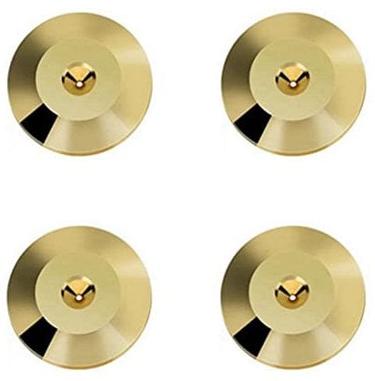 Fawiwpse 4 Pcs Speaker Pure Copper Spikes Pads HiFi Speaker Box Isolation Floor Stand Feet Cone Base Shoes Pad (Gold)