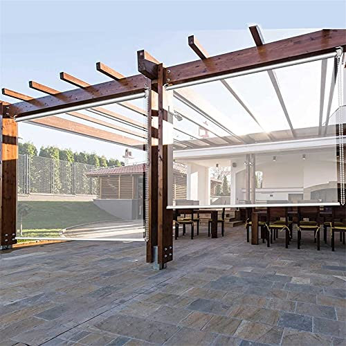 KAYEF Tenda avvolgibile per pergola da Esterno, Tenda Impermeabile in Vinile Trasparente in PVC Largo 120 cm/140 cm/150 cm/160 cm, per Balcone Gazebo Patio (Dimensioni: 120×180cm/47.2×70.8in)