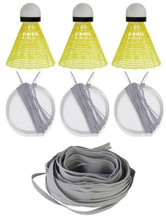 MiOYOOW Badminton Rebound Trainer, Leuchtendes Badminton Trainingsgerät, Verstellbares Badminton Einzelspieler Trainergerät mit Elastischer Schnur für Einzel Badminton Training