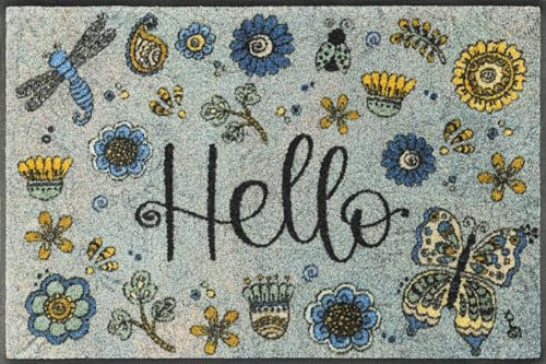 wash+dry Fußmatte, Hello Flowers 50x75cm, innen und außen, waschbar, bunt