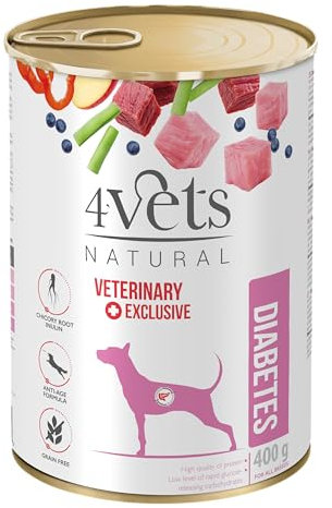 WESTHO 4Vets Diabetes Premium 24 x 400 g Nassfutter für Hunde | Getreidefrei | Geringer Fettanteil | Hundefutter nass von Tierärzten