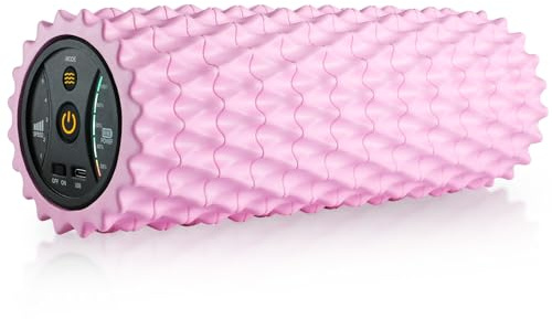 Vibrationsschaumrolle mit 5 Geschwindigkeiten, 29 x 12 cm, tragbare elektrische Schaumstoffrolle für Tiefengewebe-Muskelmassage, Muskel- und Rückenrolle für Fitness, Physiotherapie, Yoga und Pilates,