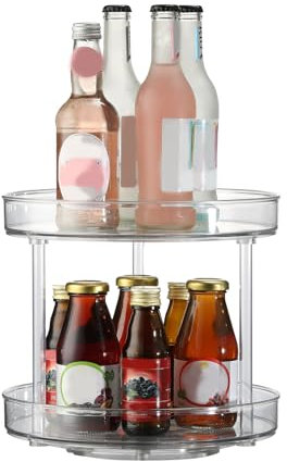 Ideamake Lazy Susan Organizer mit 2 Ebenen, 27,9 cm, transparent, Lazy Susan Drehteller für Schrank, Speisekammer, Organisation und Aufbewahrung, Gewürzregal für Badezimmer, Küche, Schminktisch,