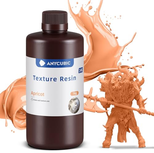 ANYCUBIC 14K Texture Resin, UV 405nm Hochpräzises 3D Drucker Resin, Mattes Finish, Geruchsarm, Leicht zu reinigen, Geeignet für verschiedene Miniaturszenen, Aprikose 1000g