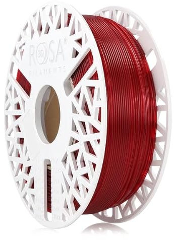 ROSA 3D PET-G Standard High Speed Filament 1.75 mm für 3D Drucker | Druckmaterialien Leicht Glänzend PETG 3D Drucker Filament | 3D Printing Materials | Transparent Rot Spule 1 kg