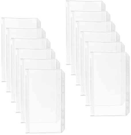 12 Pcs Tasche Raccoglitore A6, 6 Fori Budget Binder con Cerniera, Buste Trasparenti Anelli A6, Raccoglitore Sacchetti Plastica, Borse Archiviazione Impermeabile, Borsa per Raccoglitore Documenti Foto