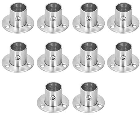 Tomotato 10 Stück Kleiderstangen Halterungen, Dicke Edelstahl Kleiderstangenhalter Kleiderschrank Flansch Halterung mit Schrauben für Zuhause und Schlafzimmer (Φ19 Tall Flange)