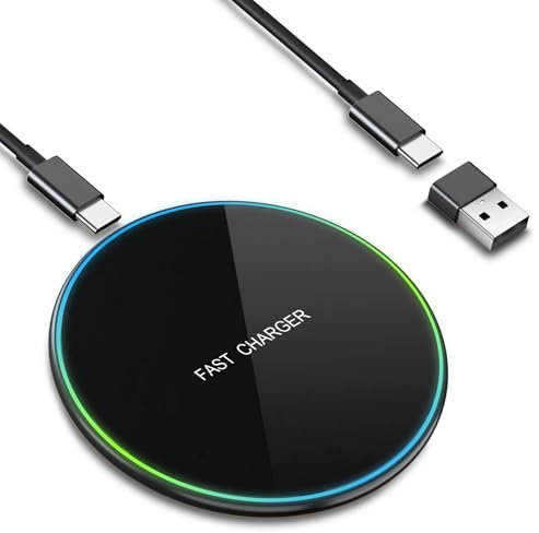 Caricatore Wireless per Samsung Galaxy S25 Ultra/S24/S23/S22/S21/S20 FE,15W Base Ricarica Wire-less per iPhone 16/15/14/13/12/XS,Caricabatterie Wireless Charger Senza Fili Carica Cellulare Wire less