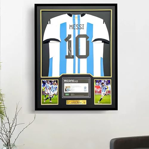 Trikot-Displaybox, ME*SSI Nr. 10 benutzerdefinierte signierte Sporttrikot-Displaybox, Fußball- und Basketball-T-Shirt-Souvenir-Display-Ständer, UV-Schutz, staubdicht, Wanddekoration Geschenk (kein