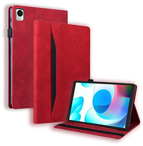 Mldjomid Funda Compatible con Realme Pad Mini 8.7 2022 Protectora Carcasa con Función de Soporte PU Flip Tableta Cover Case para Realme Pad Mini 8.7 2022 Tablet Protectora, Rojo