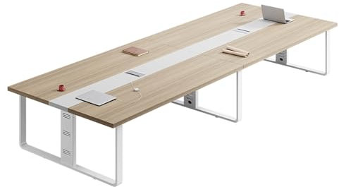 Großer Konferenztisch aus Holz mit rechteckigen Ösen, 280 cm, naturfarben
