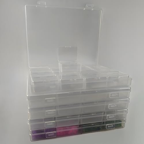RHONZHAO Bead Storage Container Set, 80 Clear Plastic Bead Organizer Boxes with Hinged Lid - Craft Storage Containers for Small Parts, Jewelry Charms, and Diamond Painting Art (Clear 5 Pack)