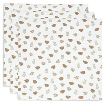 Jollein Musselin Tuch Baby - Miffy and Friends - 3er Pack - 70x70cm - 100% Baumwolle - Spucktücher Baby - OEKO-TEX Zertifiziert