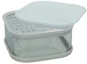 Brandani 51566 Grattugia Tortora Doppia Lama Inox Con Contenitore Abs/Silicone/PP/AS, 14x14x6.5h cm
