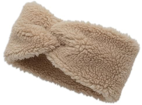 styleBREAKER Damen Stirnband Teddyfleece Optik mit Twist Knoten | Weiches Winter Haarband elastisch | Warmes Kopfband Ohrenwärmer 56-59 cm, Farbe:Beige