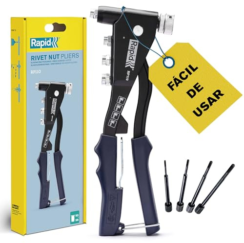 Rapid RP110 Blindnietmutterzange für M3-M6 Blindnietmuttern | Für M3, M4, M5, M6 Blindnietmuttern; integrierter Montageschlüssel; Aluminium-Druckguss; ergonomisch