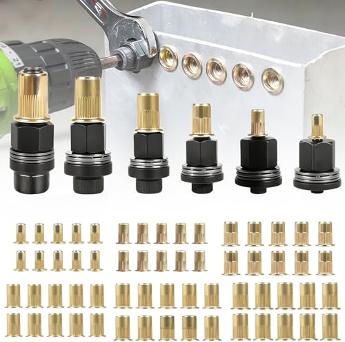 Lot de 6 pinces à écrou à riveter - Écrous à sertir pour M3 M4 M5 M6 M8 M10, 60 pièces d'écrous à riveter pour machine à riveter