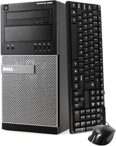 Dell OptiPlex 9020 Mini Tower Desktop PC, Intel Core i7-4790, 8 GB RAM, 500 GB SSD, WiFi, Bluetooth, US QWERTY Tastatur, Windows 11 Pro (Generalüberholt)