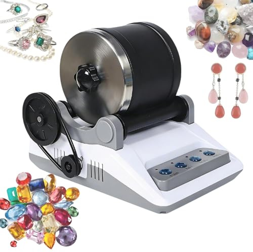 Rock Tumbler Machine Kit, Electric Gems Grinder, Professional Rock Tumbler Kit, Stone Polisher Machine with Timmer Buttons, Detachable Design, for DIY Gems, Rocks, Crystals