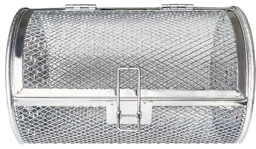 BESTOMZ Panier à Gril Rotatif en Acier Inoxydable 12x23 Cm pour Four et Air Fryer, Cage à Rôtir 360° pour Cacahuètes, Noix, Légumes, Accessoire Cuisson Grillades Polyvalent