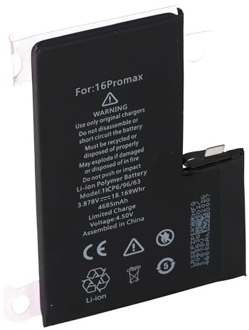 Batterie compatible avec Apple iPhone 16 Pro Max Li-Polymère 3,87 V 4685 mAh 18,16 Wh