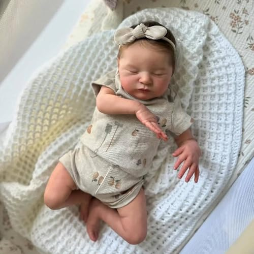 ROSHUAN Reborn Babypuppen Silikon Ganzkörper Vinyl Mädchen Laura 50.8 cm Realistische Babypuppen Lebensechte Neugeborene Puppe Aussehen Echt Leben Schlafende Babys Puppe mit Zubehör