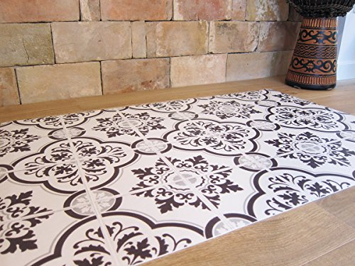 Laroom Vinylteppich für die Küche, Design Estoril, Rutschfestes Vinyl, grau, 65x100cm