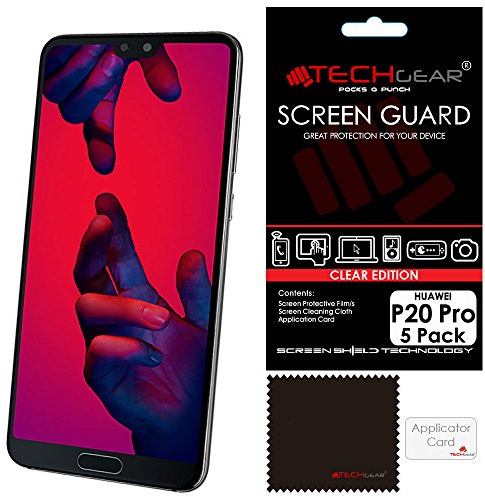 TECHGEAR [5 Pack] Screen Protectors for Huawei P20 Pro - Clear Lcd Screen Protector Guard Covers Compatible with Huawei P20 Pro