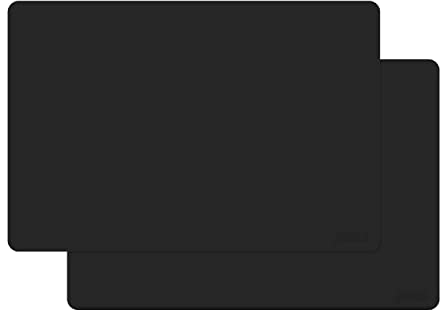 Gasaré, Set di 2 tappetini in silicone extra large spessi per bancone della cucina, resistenti al calore, protezione per piano di lavoro, antiscivolo, facili da pulire, 63 x 43 cm x 1,4 mm, nero