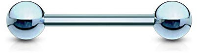 viva-adorno Universal Barbell Piercing Stab Zungenpiercing Brustpiercing Intimpiercing Stecker Hantel Edelstahl beschichtet Z310Z, 1,6x16x5mm, hellblau
