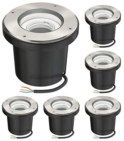 ledscom.de Boden-Einbauleuchte BOFU, Outdoor, IP67, schwenkbar, edelstahl, rund, 150mm Ø, 1x GU10 max. 15W, 6 Stk.