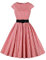 AXOE Femme Robe Vintage Années 50 Tissu Coton Respirant Coupe A-Line Ceinture Amovible Col Bateau Blanche à Carreaux Rouge, Taille 44, XL