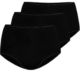 Teyli Slip Damen 3er Pack Baumwolle zum Kaschieren von Unvollkommenheiten - Bikinis & Taillenslips für Damen - Slips Baumwolle Frauen - Pantys Cotton Women Schwarz XXL