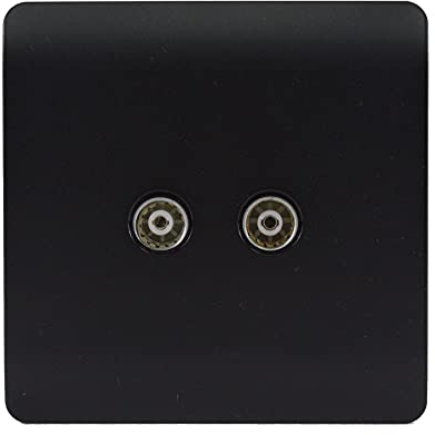 Trendi Artistic Modern 2 Gang TV Socket in Matt Black