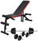 Susany Trainingsbank mit Lang- und Kurzhantel-Set Hantelbank Flachbank 60,5 kg