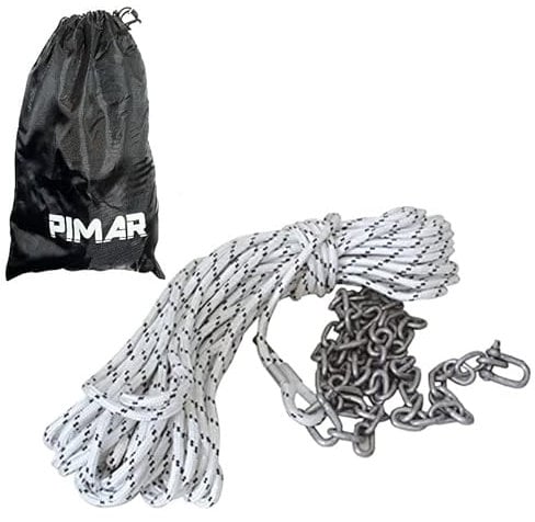 Pimar Kit Ormeggio per Ancore Barca con Cima 30mt più 2mt di Catena più 2 Grilli
