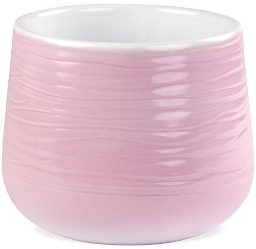 matches21 Übertopf Blumentopf Pflanzgefäß Pflanztopf Rillenmuster Keramik rosa modern 1 STK Ø 12x13 cm