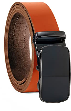 Fa.Volmer ® Gürtel Herren Echtleder mit Ratsche Automatikschließe | Breite: 35mm, Bundgröße: 125cm | kürzbar | Riemenfarbe cognac | Modellreihe ATG (10-cog-Parma)